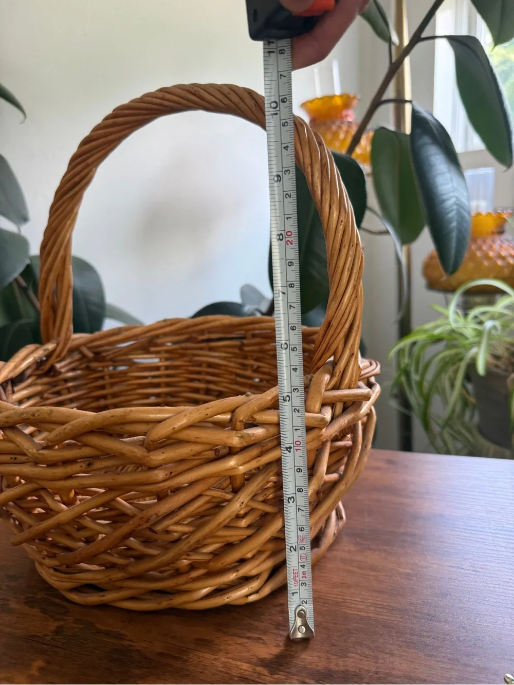Woven Willow Basket with Handle - Natural Brown